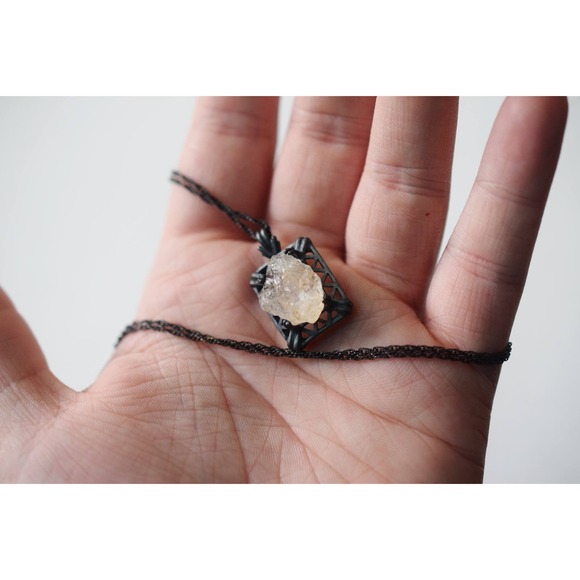 Sterling Silver Raw Alternative Diamond Necklace - Picture 1 of 3